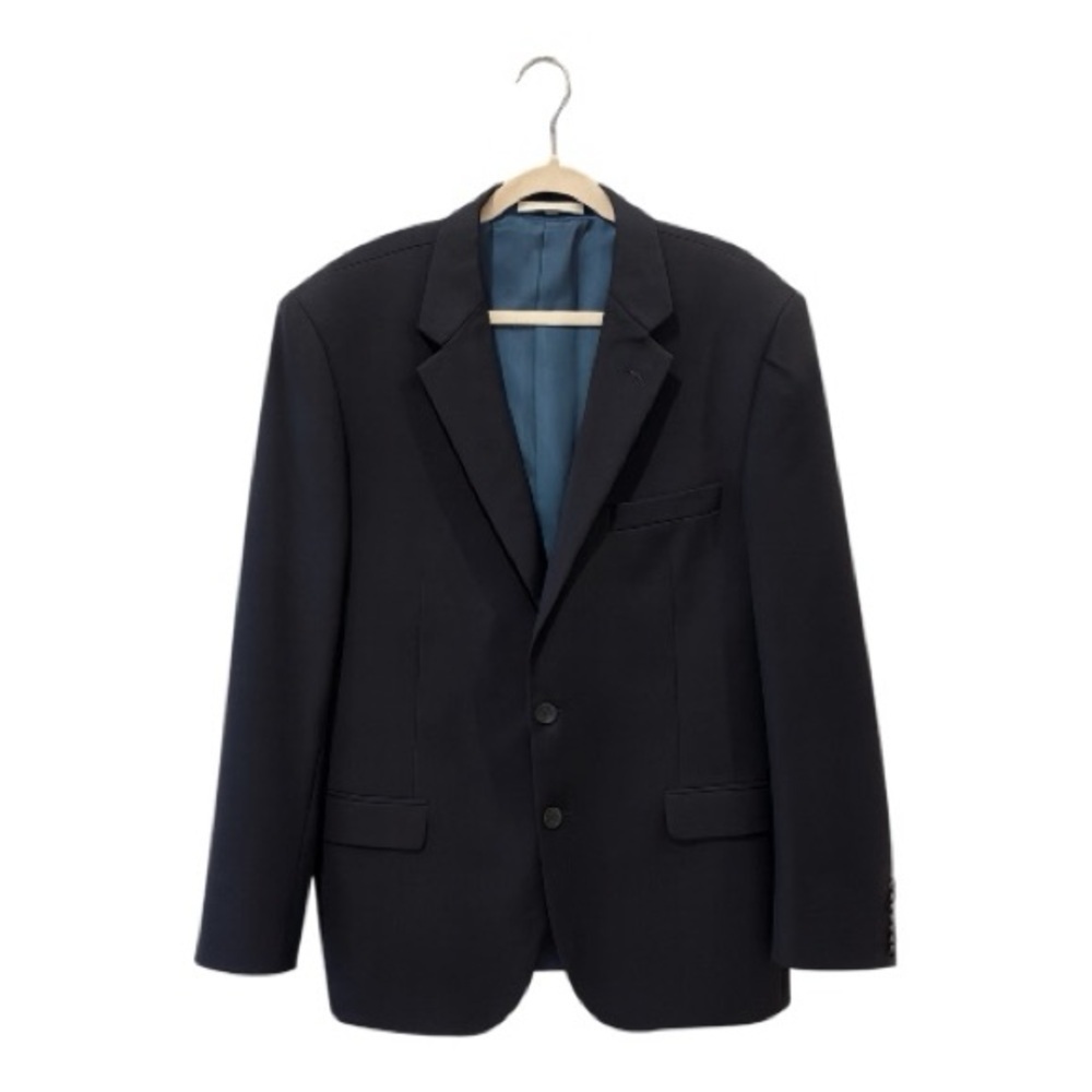 Hickey Freeman 100% Worsted Wool Navy Blazer Sport Coat 48L Made in USA EUC